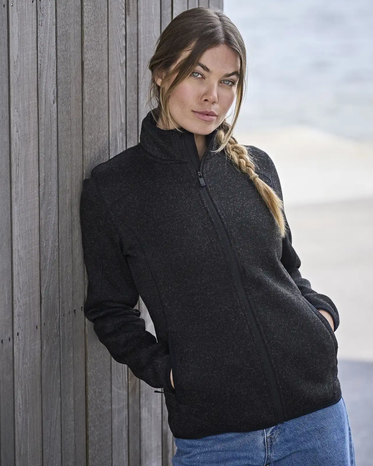 tee-jays-9616-womens-outdoor-fleece-jacket-black-model-0 Tee Jays Ladies` Outdoor Fleece Jacket