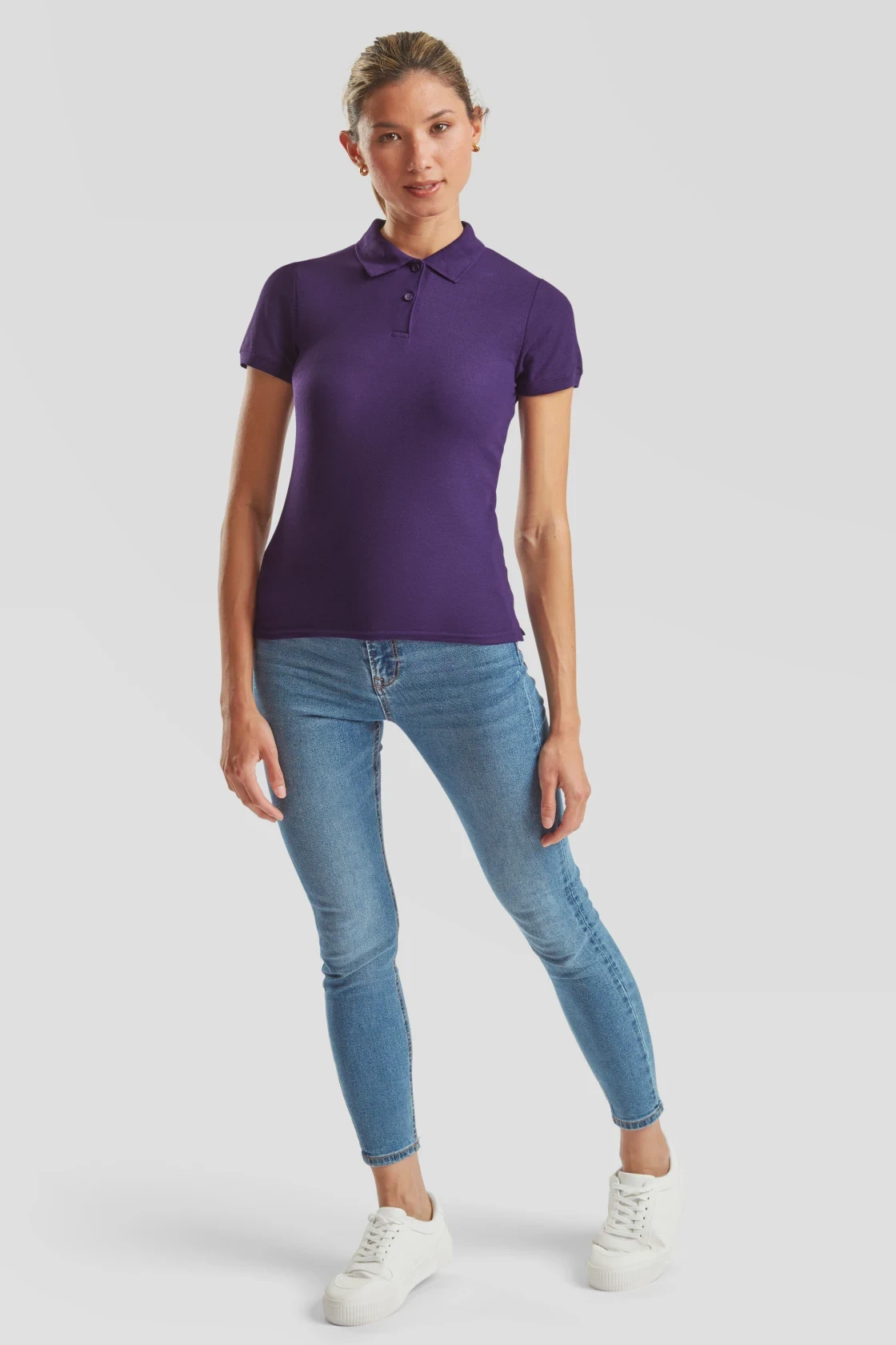 fruit-of-the-loom-63-212-0-ladies-65-35-poloshirt-purple-model-3 F.O.L. Lady-Fit 65/35 Piqué Polo