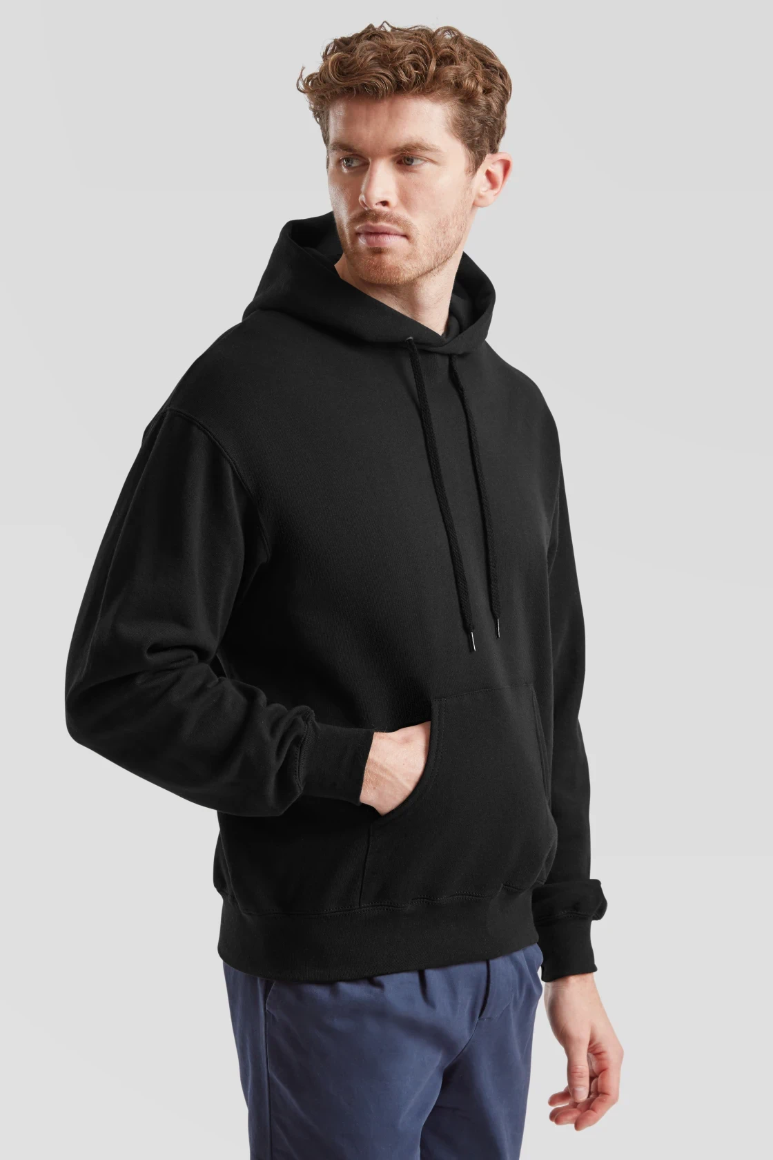 fruit-of-the-loom-62-208-0-classic-hooded-sweatshirt-black-model-1 F.O.L. Classic Hooded Sweat