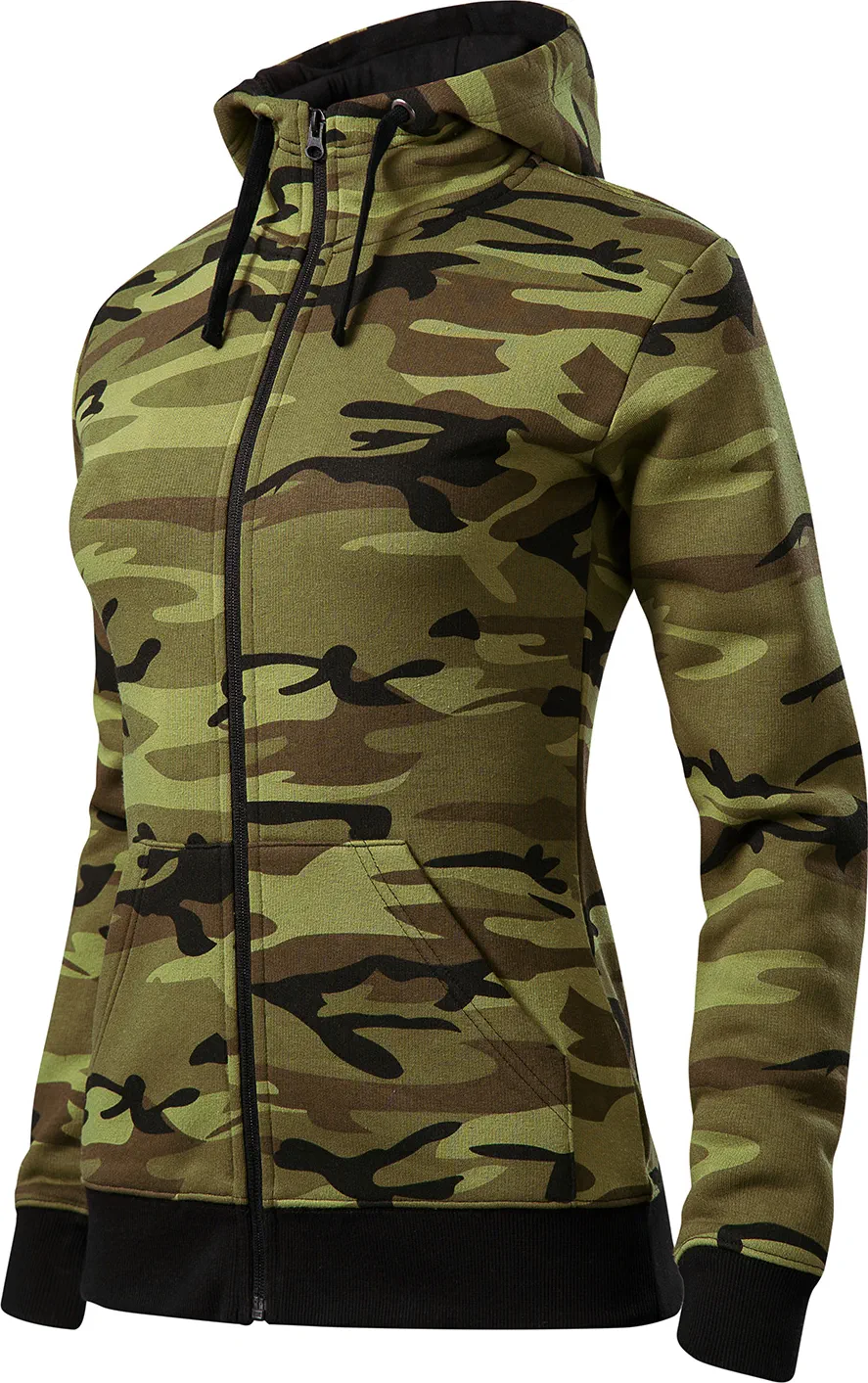 malfini-C20-camo-zipper-sweatshirt-damen-camouflage-gruen-left-3 MALFINI Sweatshirt Damen Camo Zipper C20