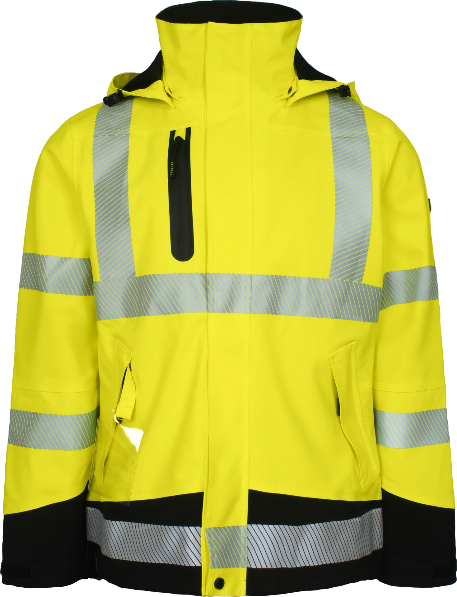 lyngsoe-4ws-5057-woman-4-wege-stretch-hi-vis-shell-jacke-damen-leuchtgelb-schwarz-front-1 Lyngsøe 4WS-5057 Damen Hi-Vis Stretch Shell-Jacke