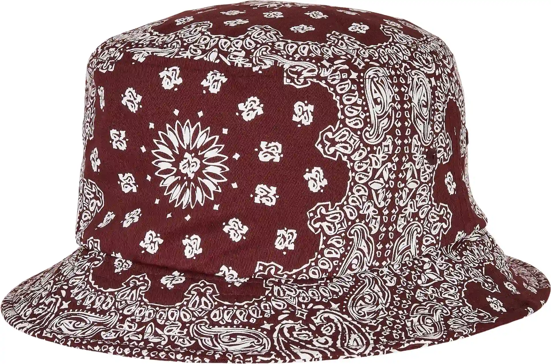 flexfit-5003bp-bandana-print-bucket-hat-cherry-white-front-2 FLEXFIT Bandana Print Bucket Hat