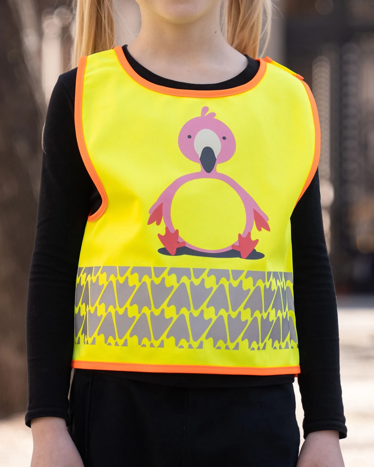 korntex-fun-childrens-safety-vest-funtastic-wildlife-co2-neutral-flamingoyellow-model-0 Korntex Kinder Warnweste Funtastic Wildlife