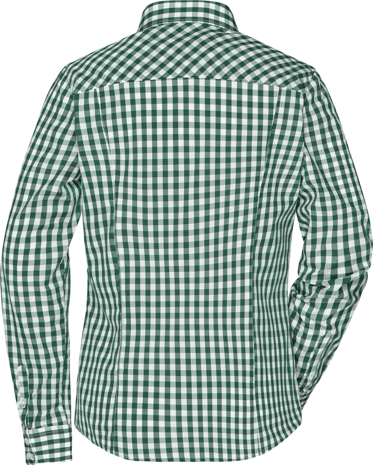 jn616-ladies-checked-blouse-forestgreen-white-back-5 James & Nicholson Ladies Checked Blouse