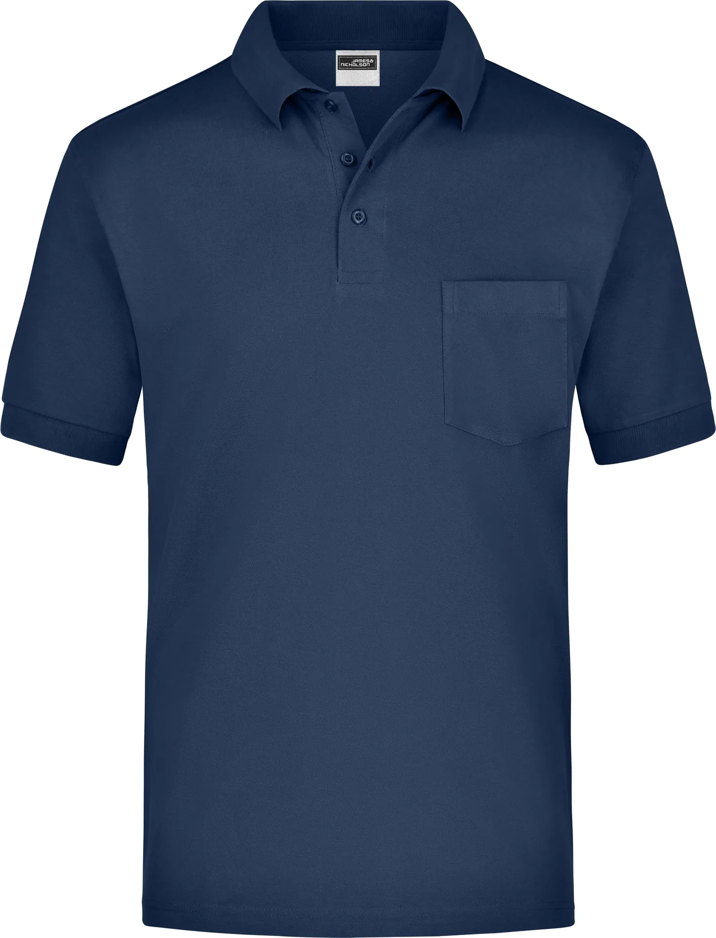 jn026-poloshirt-pique-pocket-navy-front-3 James & Nicholson Polo Piqué Pocket