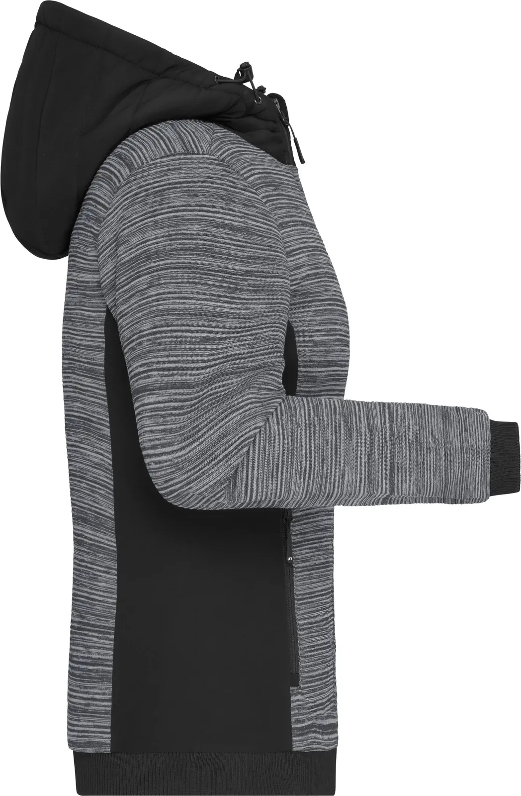 jn1843-ladies-padded-hybrid-jacket-carbonmelange-black-right-6 James & Nicholson Ladies´ Padded Hybrid Jacket