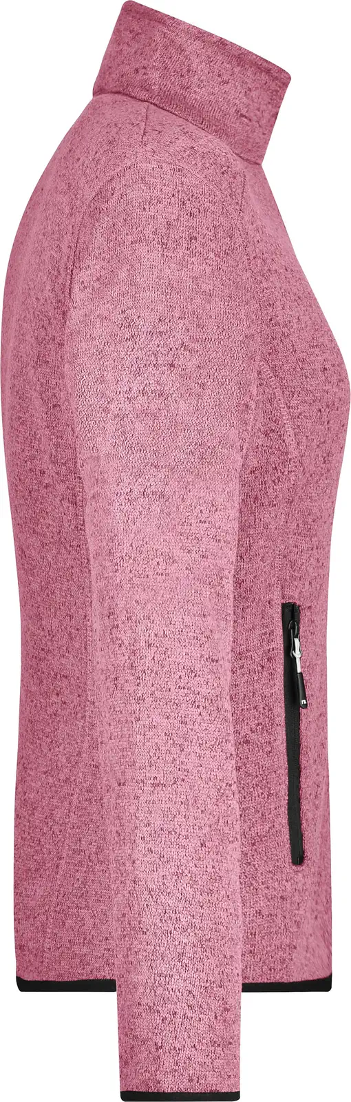jn761-ladies-knitted-fleece-jacket-pinkmelange-offwhite-right-6 James & Nicholson Ladies Knitted Fleece Jacket
