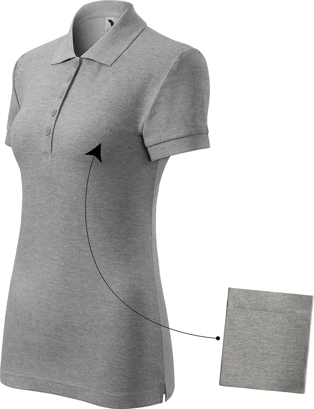 malfini-213-cotton-polohemd-damen-dunkelgrau-meliert-left-3 MALFINI Damen Polo Cotton 213