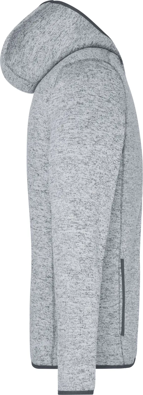 jn589-mens-knitted-fleece-hoody-lightmelange-carbon-right-6 James & Nicholson Men's Knitted Fleece Hoody