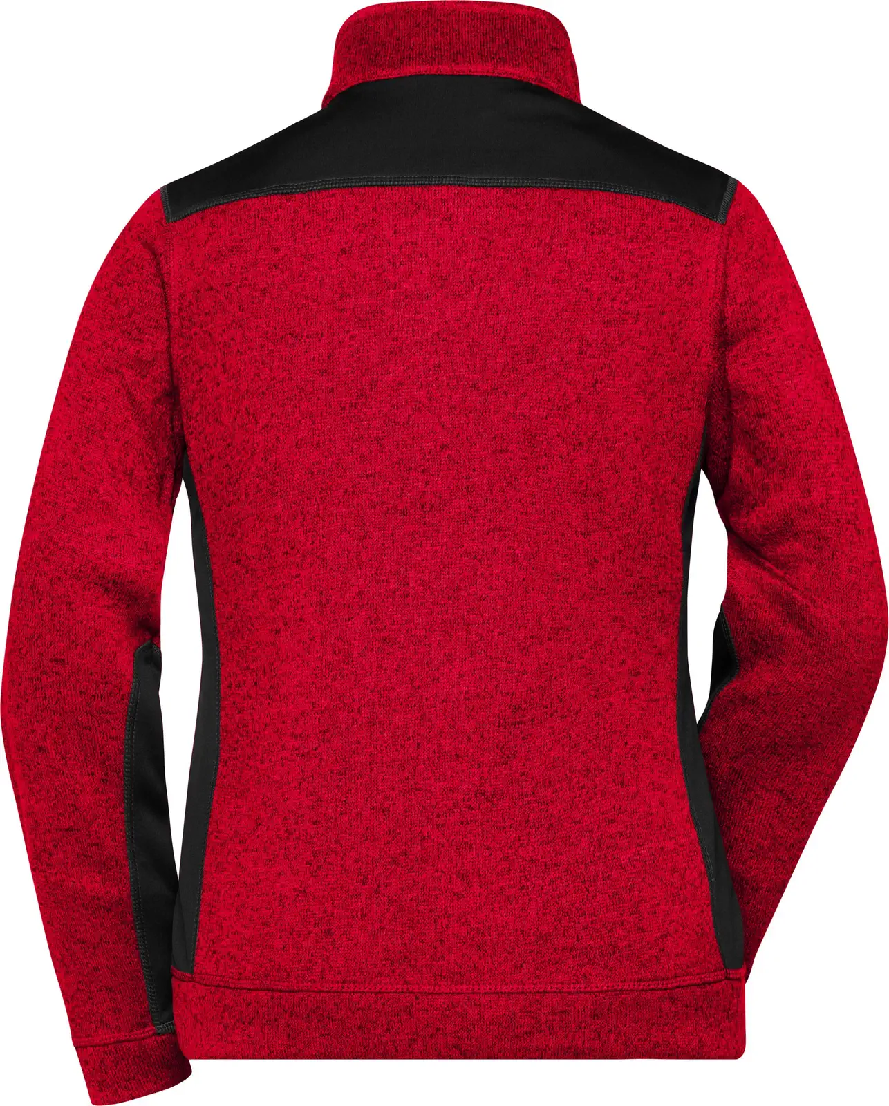 jn861-ladies-knitted-workwear-fleece-jacket-redmelange-black-back-5 James & Nicholson Ladies Knitted Workwear Fleece Jacket -STRONG-