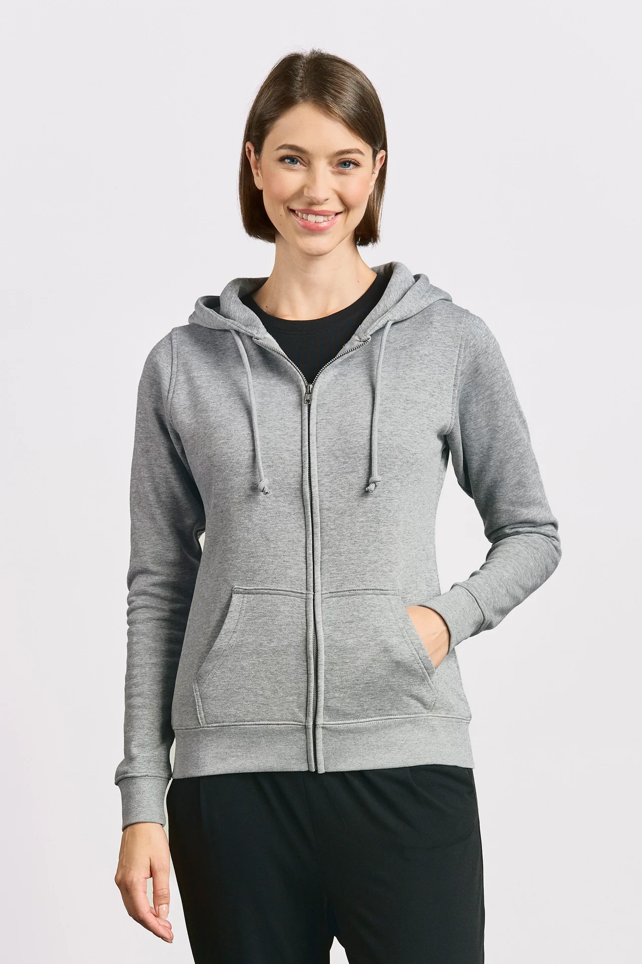 promodoro-5181-womens-hoody-jacket-sportsgrey-model-0 Promodoro Women's Hoody Jacket 80/20