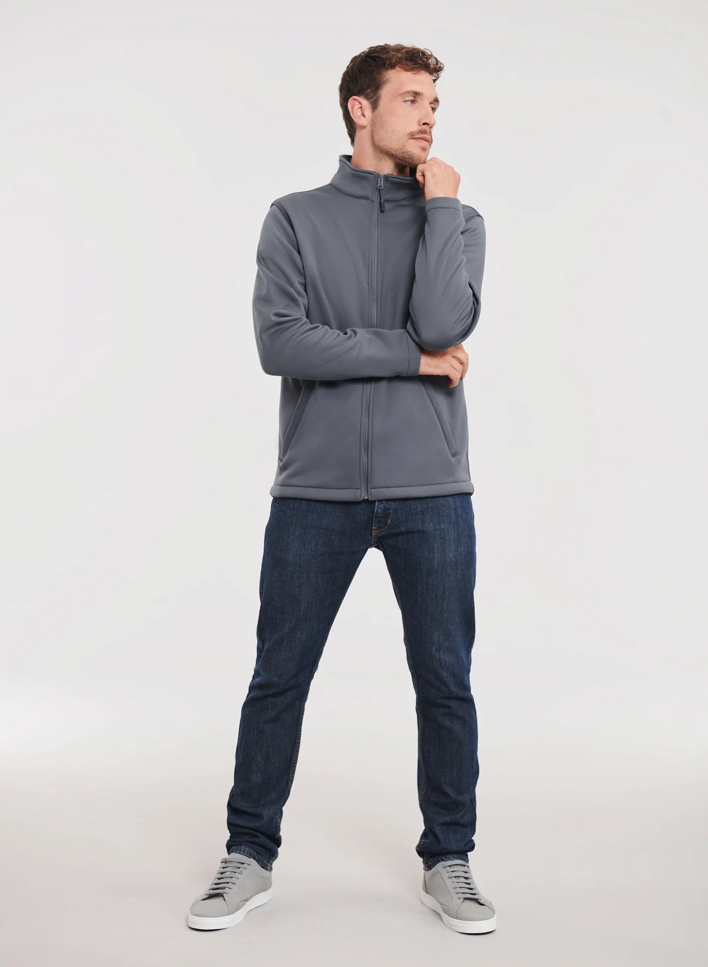 russell-r040m-mens-smart-softshell-jacket-convoygrey-model-2 Russell Men's Smart Softshell Jacket