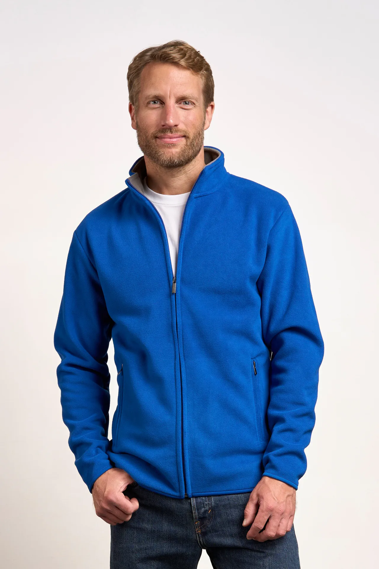 promodoro-7961-mens-double-fleece-jacket-royal-steelgrey-model-0 Promodoro Men's Double Fleece Jacket