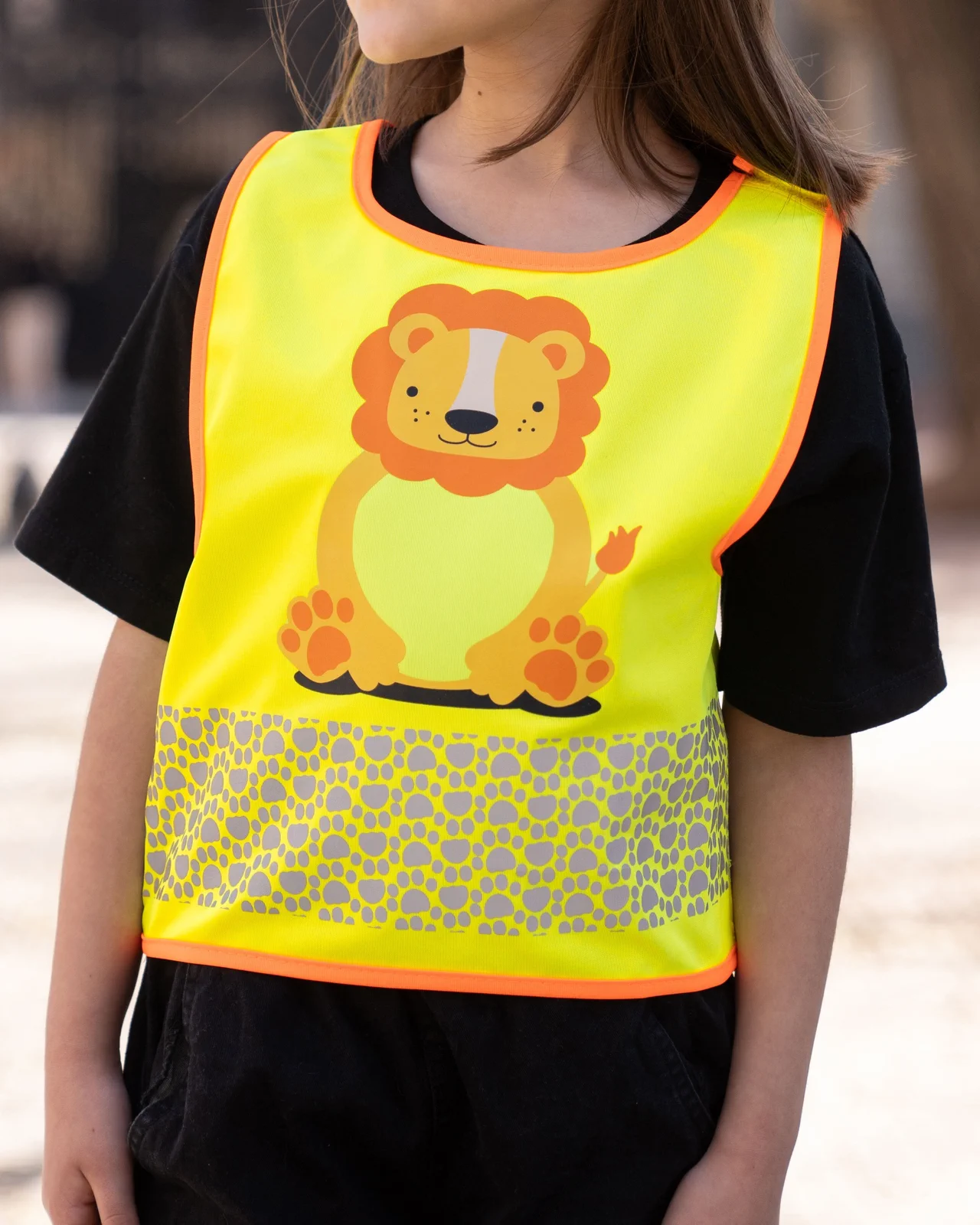 korntex-fun-childrens-safety-vest-funtastic-wildlife-co2-neutral-lionyellow-model-0 Korntex Kinder Warnweste Funtastic Wildlife