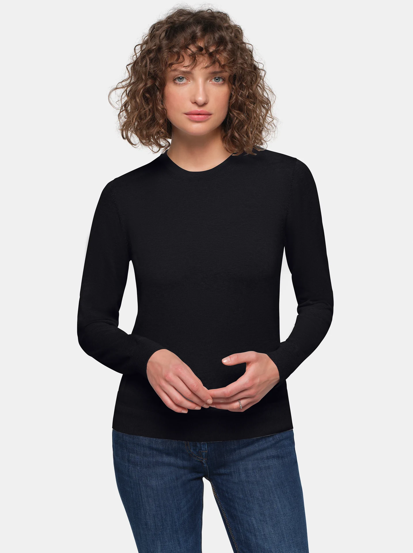 hakro-135-damen-pullover-premium-baumwolle-schwarz-model-0 HAKRO Damen Pullover 135 Premium-Baumwolle