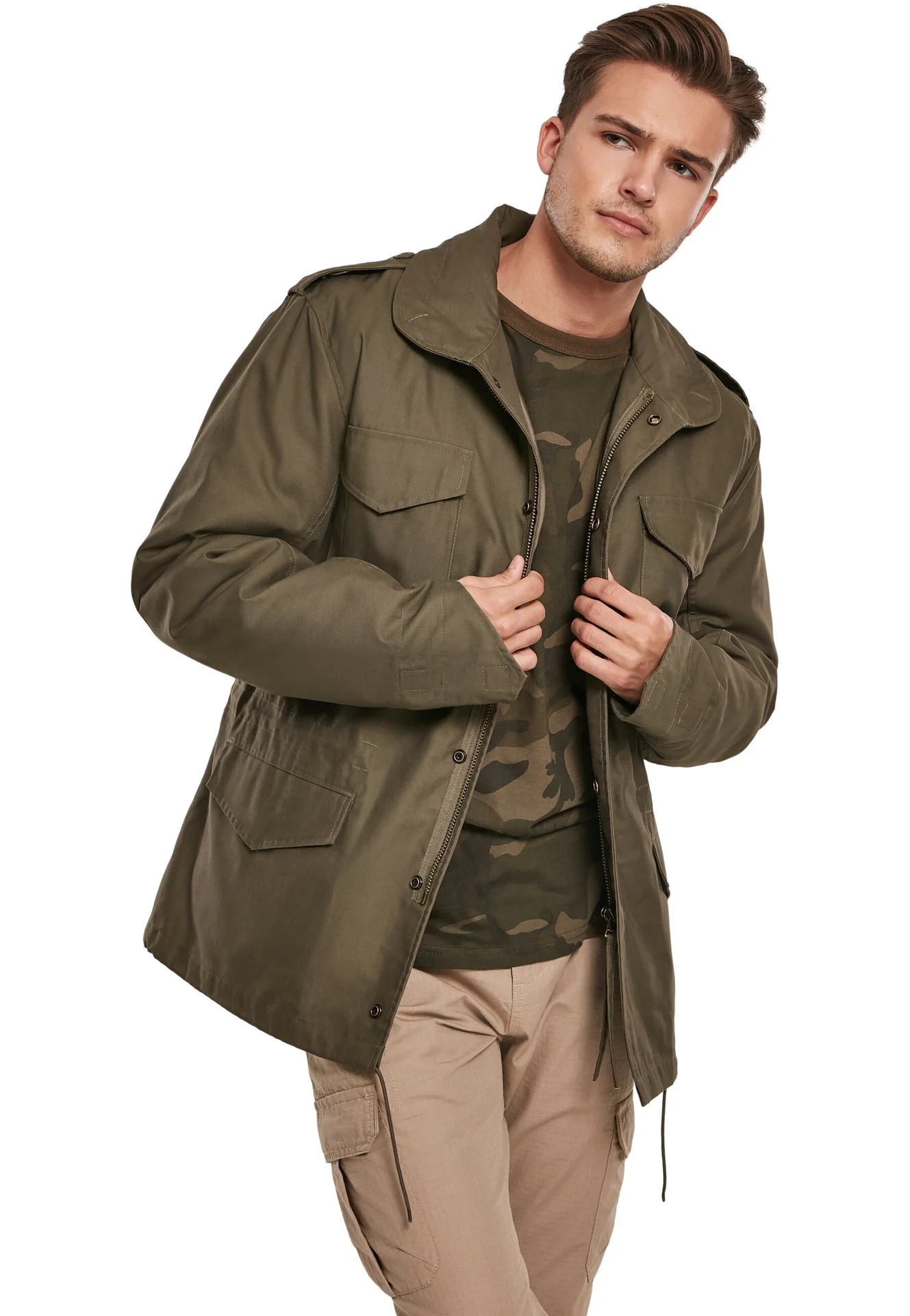 BYB-B3108-m65-standard-jacket-olive-model-0 Build Your Brand M-65 Standard Jacket