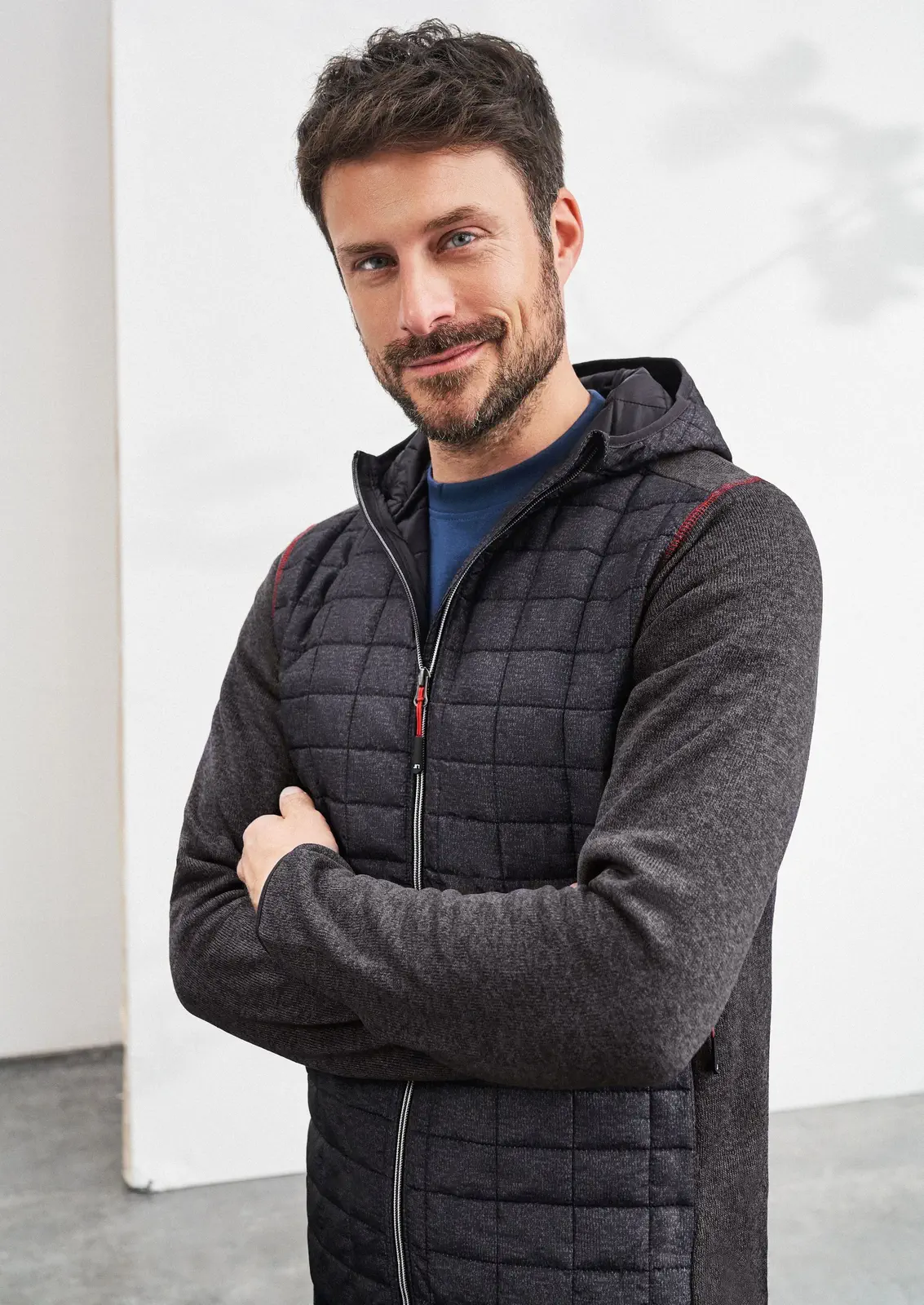 James & Nicholson Men's Knitted Hybrid Jacket