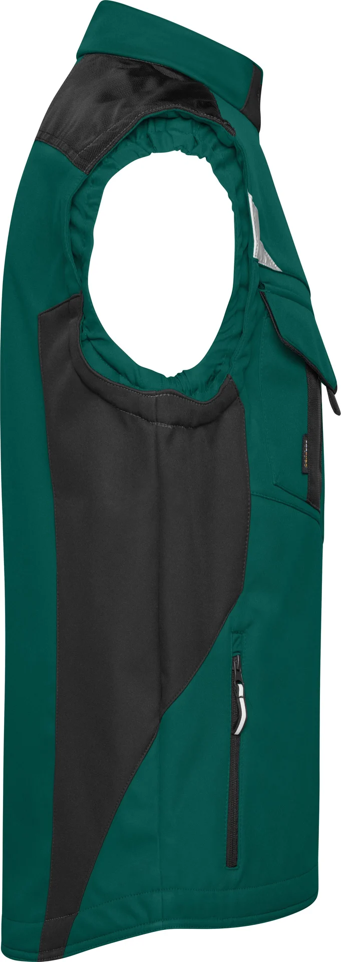 jn845-workwear-softshell-vest-darkgreen-black-right-6 James & Nicholson Workwear Softshell Vest -Strong-