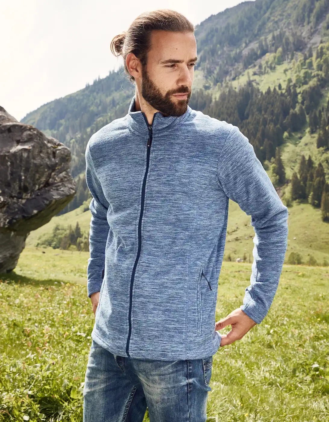 jn770-mens-fleece-jacket-model-0 James & Nicholson Men's Fleece Jacket