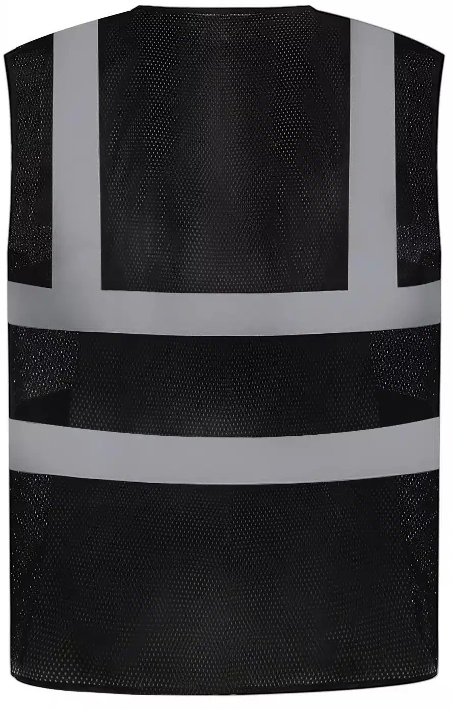 yoko-hvw120-hi-vis-top-cool-recycled-open-mesh-waistcoat-black-back-2 YOKO Vis Top Cool Open Mesh Waistcoat