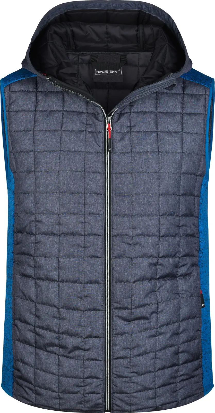 jn768-mens-knitted-hybrid-vest-royalmelange-anthracitemelange-front-3 James & Nicholson Men's Knitted Hybrid Vest