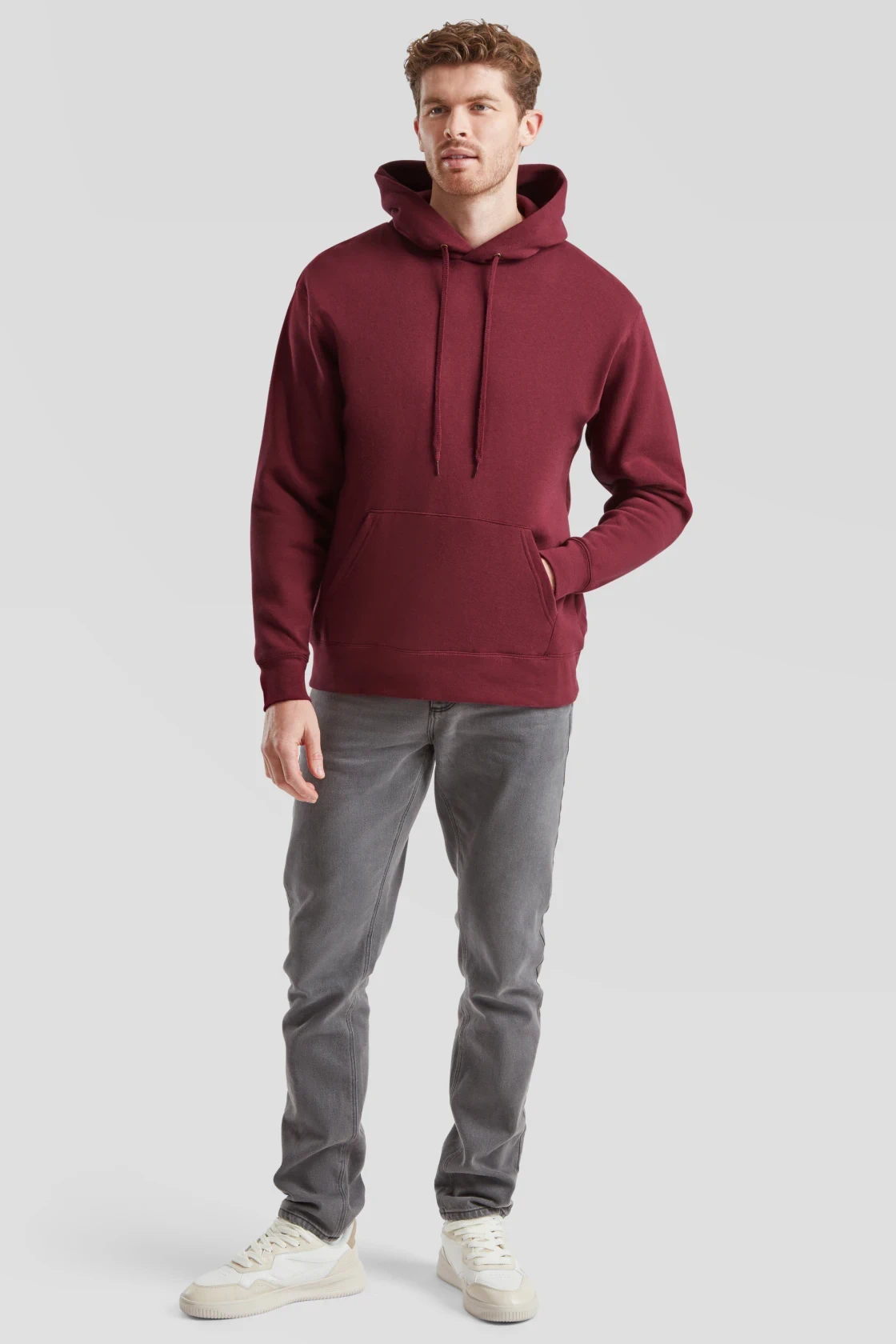 fruit-of-the-loom-62-152-0-premium-hooded-sweatshirt-burgundy-model-3 F.O.L. Premium Hooded Sweat