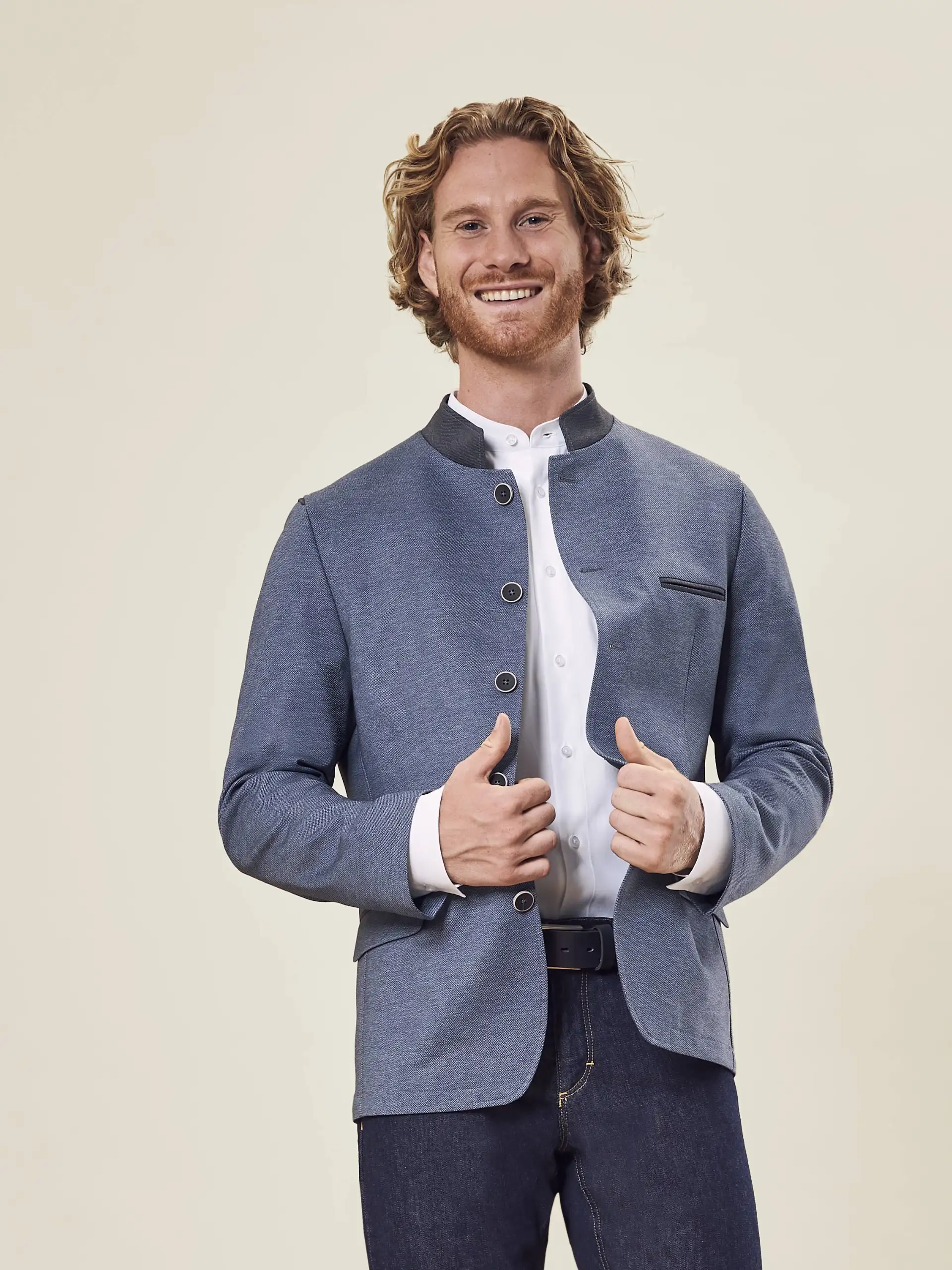 greiff-11000-herren-jerseysakko-rf_2295_blau-grau-model-1 GREIFF Herren Jerseysakko LANDHAUS Regular Fit