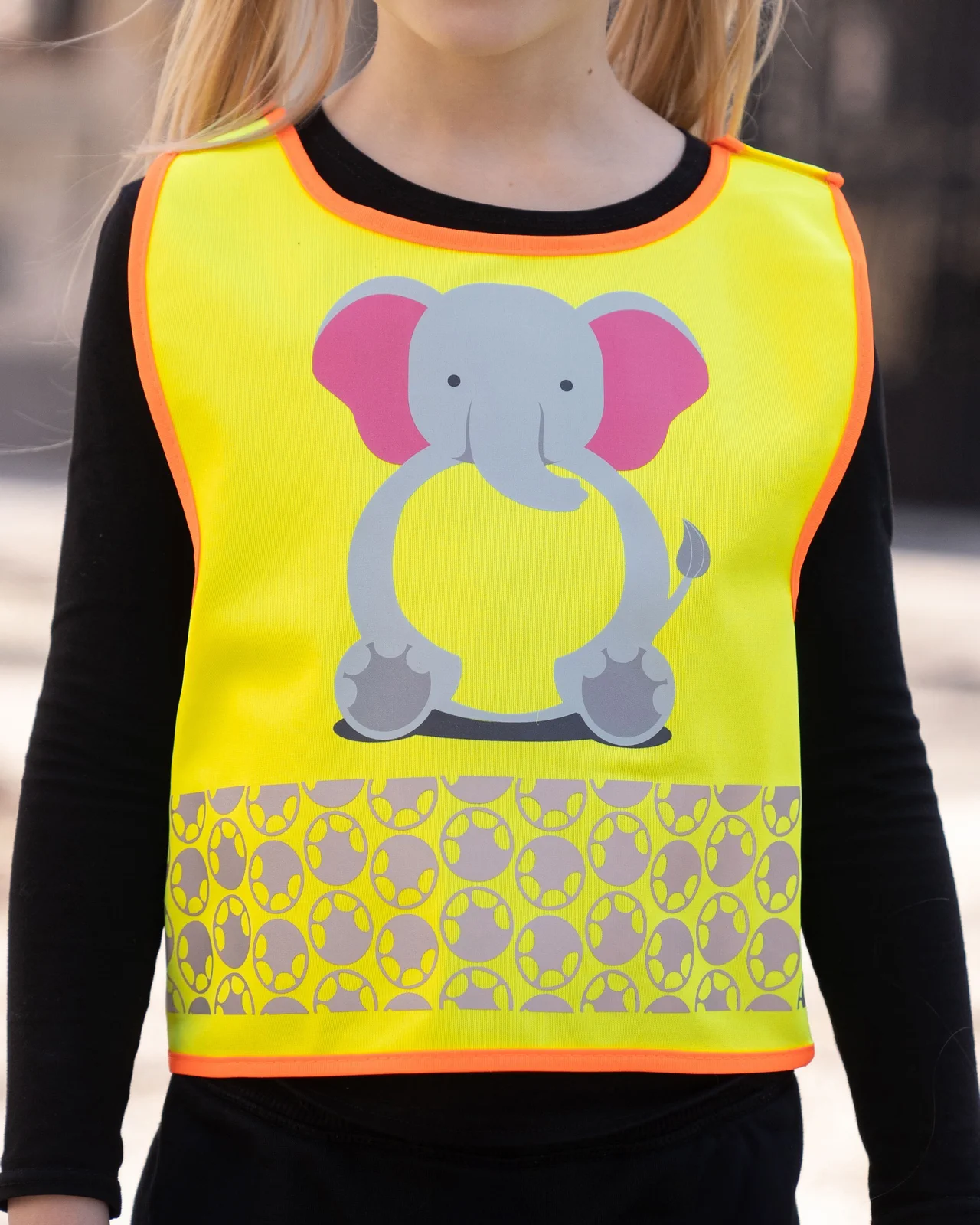 korntex-fun-childrens-safety-vest-funtastic-wildlife-co2-neutral-elephantyellow-model-0 Korntex Kinder Warnweste Funtastic Wildlife