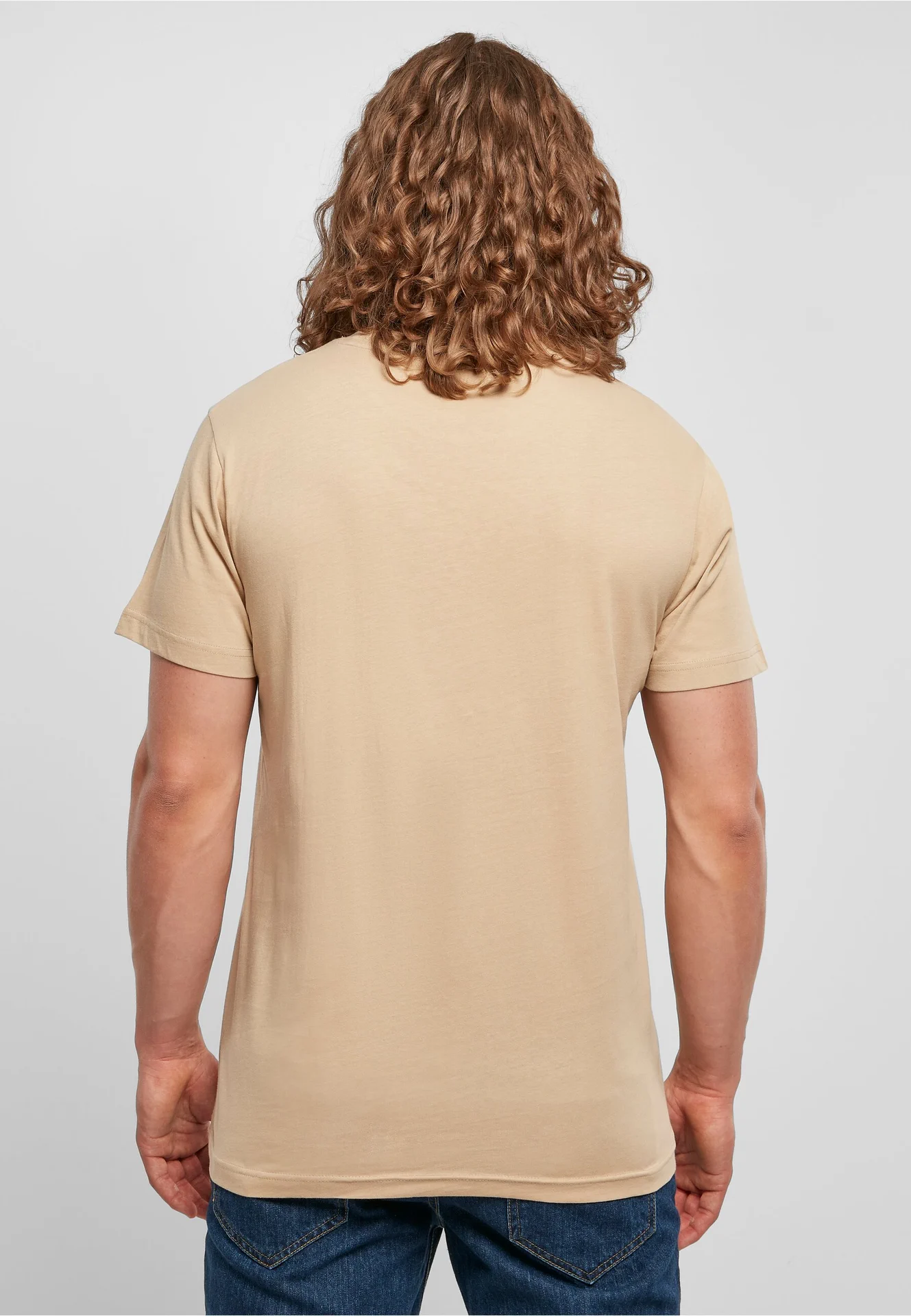 BYB-BB010-basic-round-neck-t-shirt-beige-model-2 Build Your Brand Basic Round Neck T-Shirt