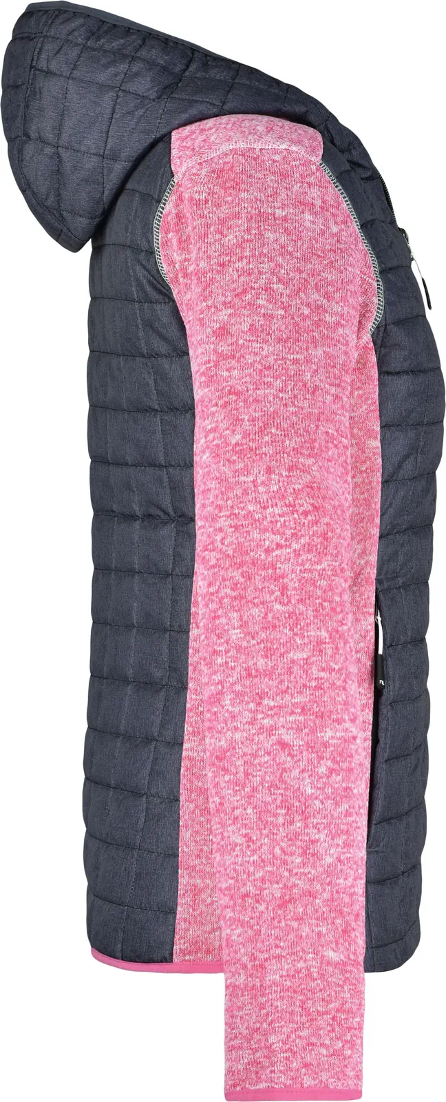 jn771-ladies-knitted-hybrid-jacket-pinkmelange-anthracitemelange-right-6 James & Nicholson Ladies Knitted Hybrid Jacket