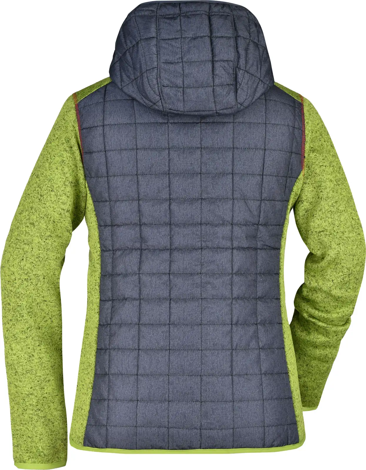 jn771-ladies-knitted-hybrid-jacket-kiwimelange-anthracitemelange-back-5 James & Nicholson Ladies Knitted Hybrid Jacket