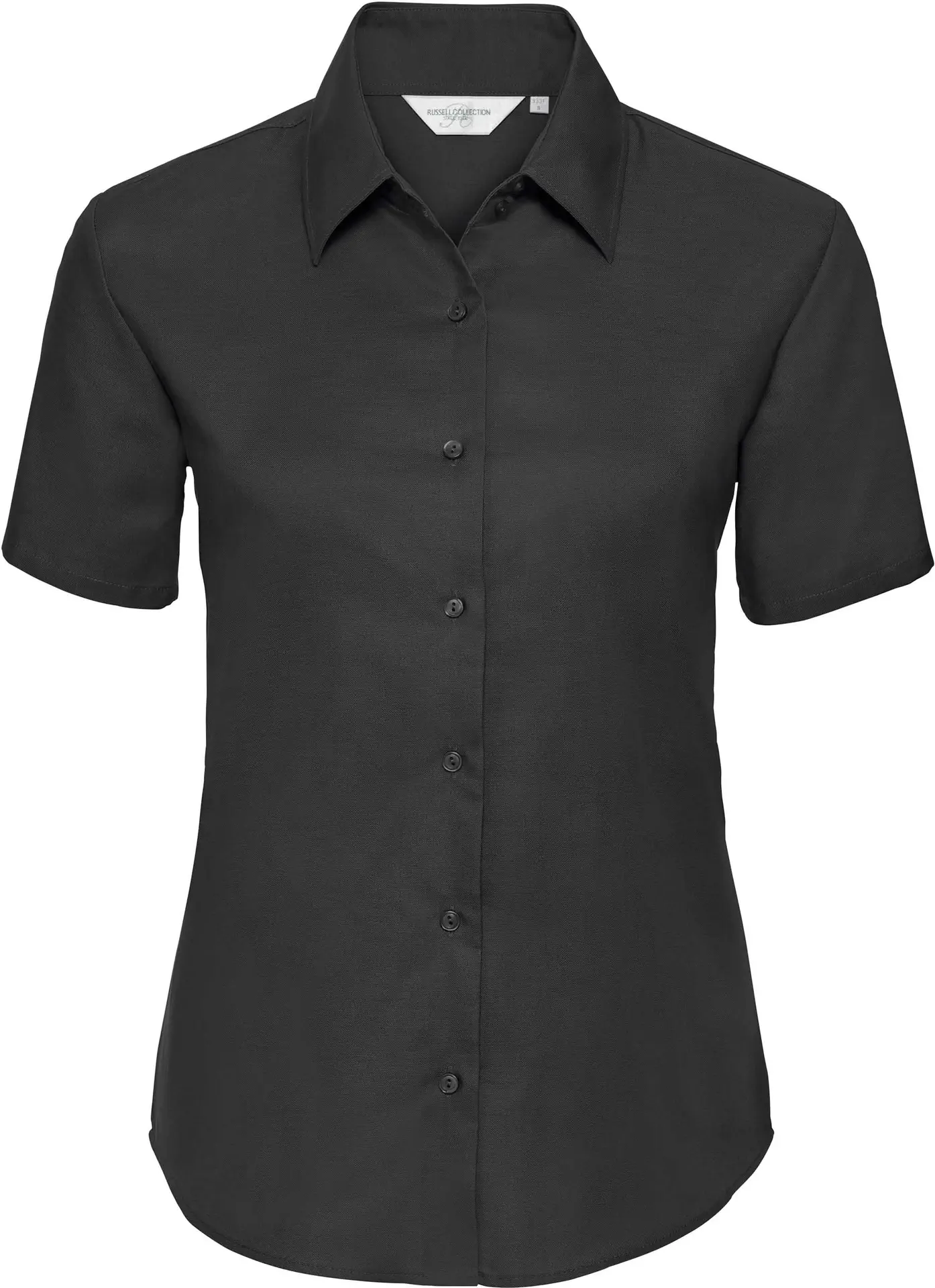 russell-r933f-ladies-short-sleeve-easy-care-oxford-shirt-black-front-3 Russell Ladies Short Sleeve Easy Care Oxford Shirt