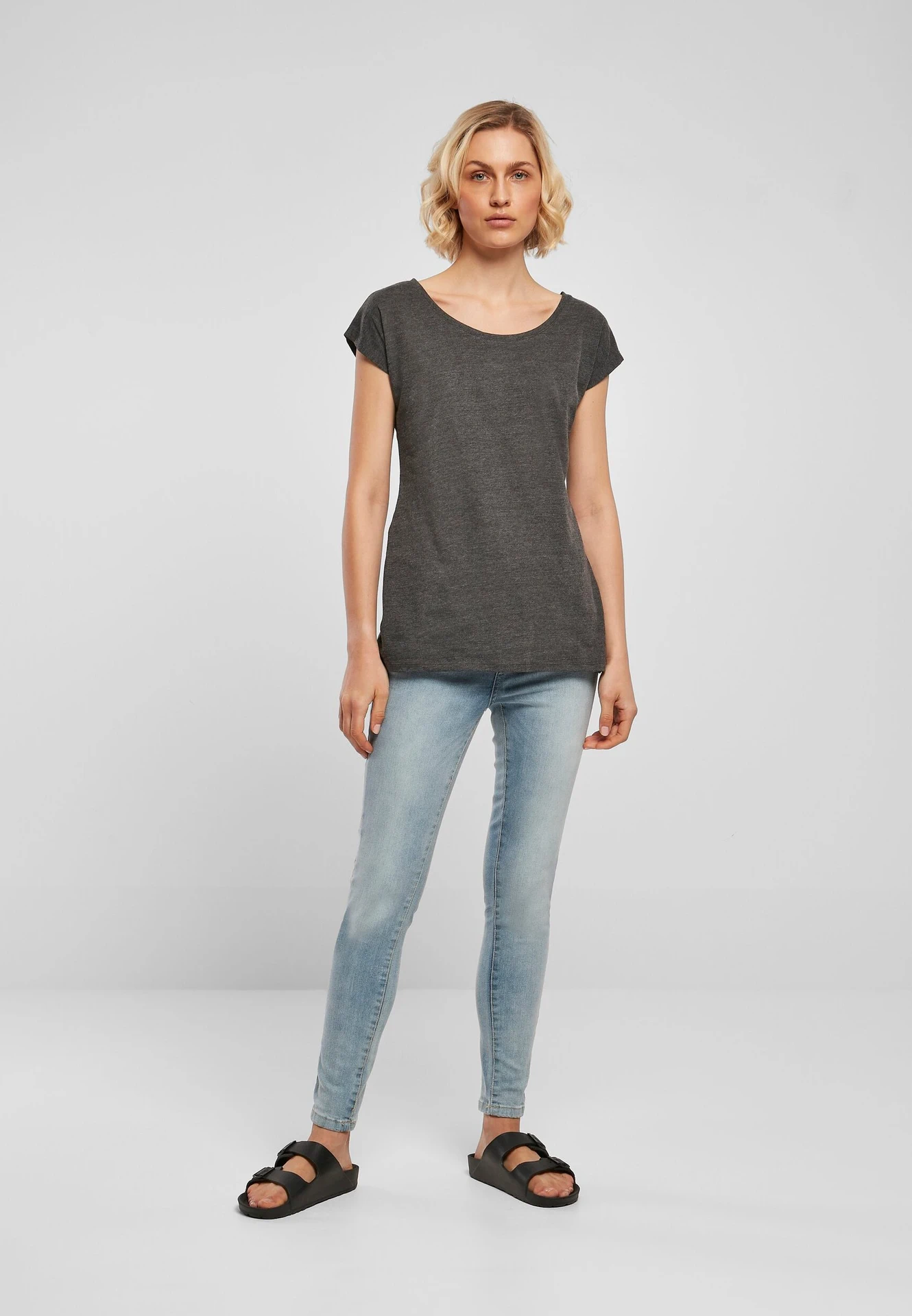 BYB-BB013-ladies-wide-neck-t-shirt-charcoal-model-3 Build Your Brand Ladies Wide Neck Tee