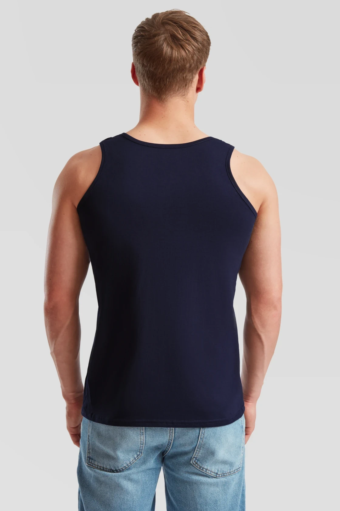 fruit-of-the-loom-61-098-0-valueweight-athletic-vest-deepnavy-model-2 F.O.L. Valueweight Athletic Vest