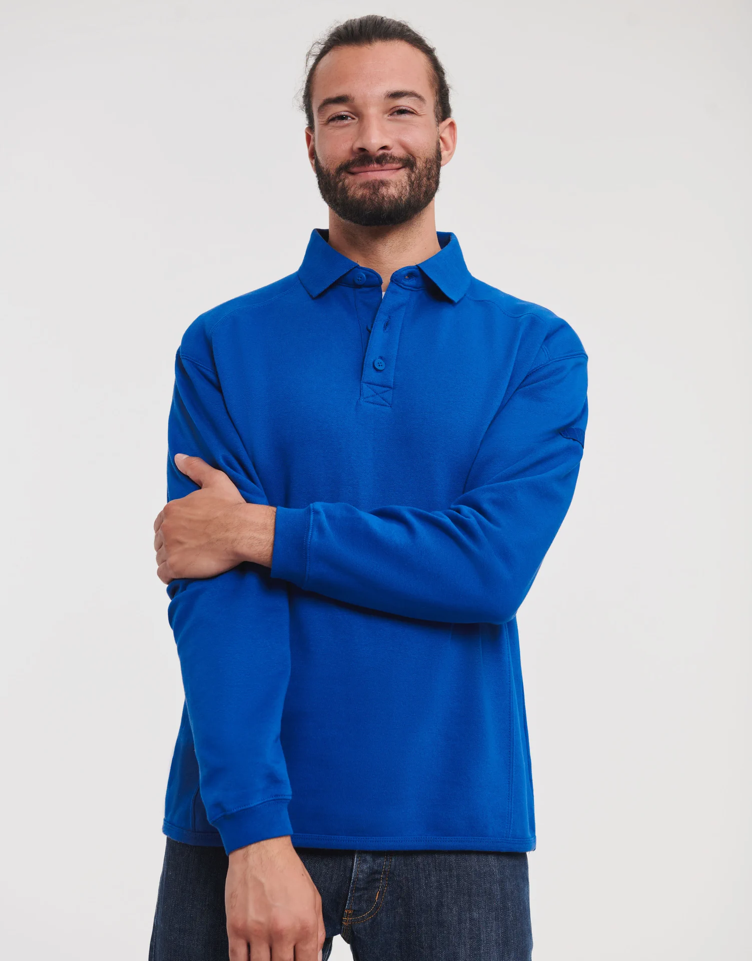 russell-r012m-adults-heavy-duty-collar-sweatshirt-brightroyal-model-1 Russell Heavy Duty Workwear Collar Sweatshirt