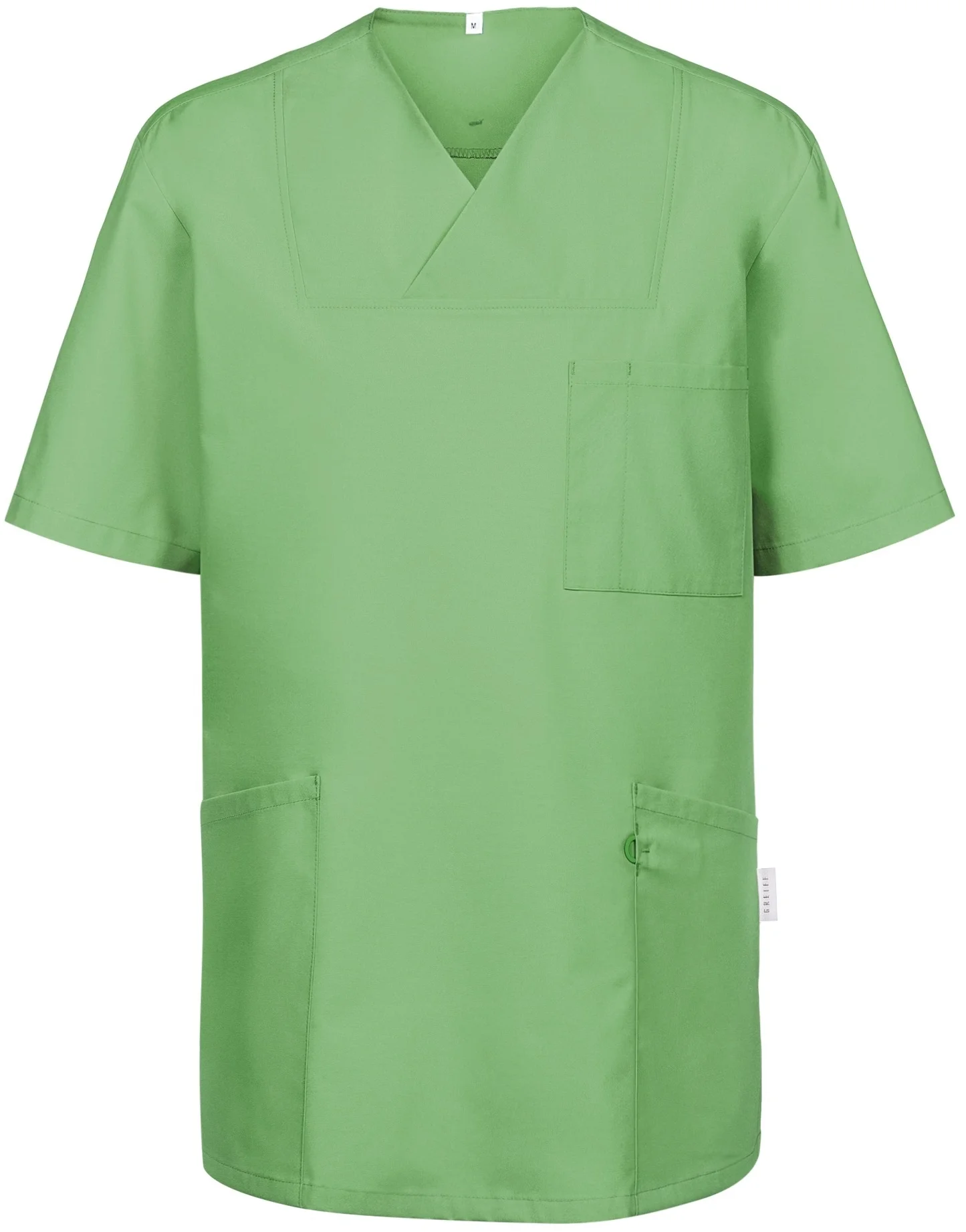 greiff-5003-unisex-schlupfkasack-rf_6550_lindgruen-front-2 GREIFF Unisex Schlupfkasack mit Kuvert-Kragen