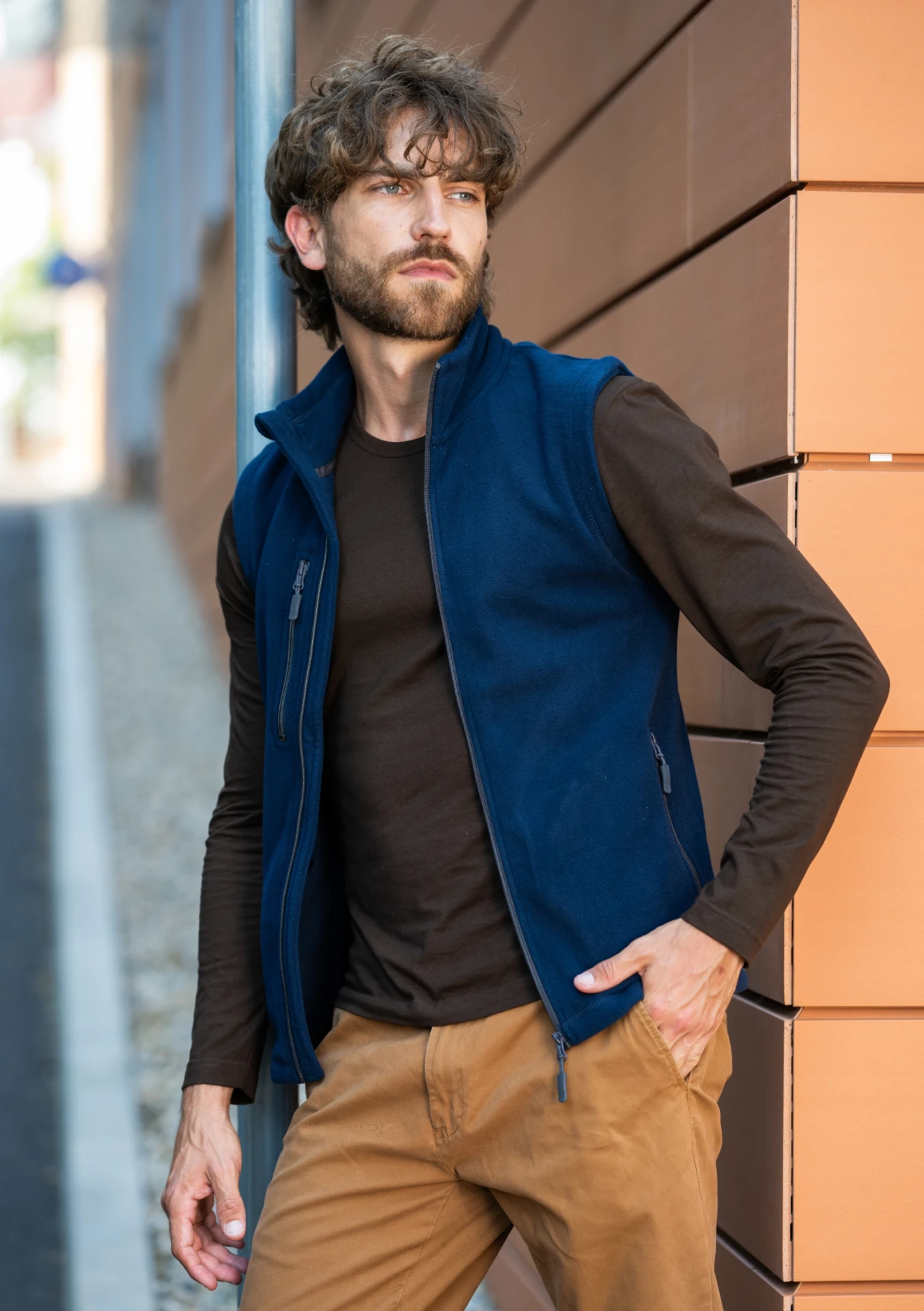 malfini-525-exit-fleece-weste-marineblau-model-0 MALFINI Fleeceweste Exit 525