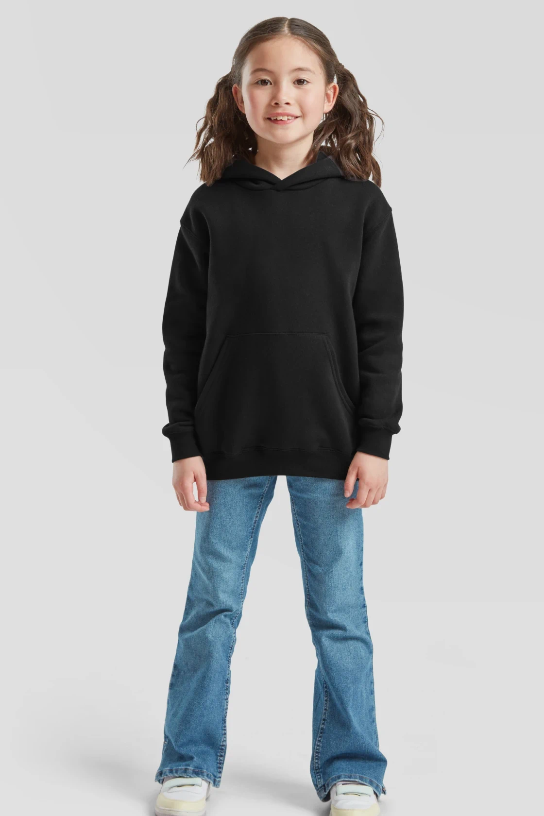 fruit-of-the-loom-62-037-0-kids-premium-hooded-sweatshirt-black-model-3 F.O.L. Kids Premium Hooded Sweat