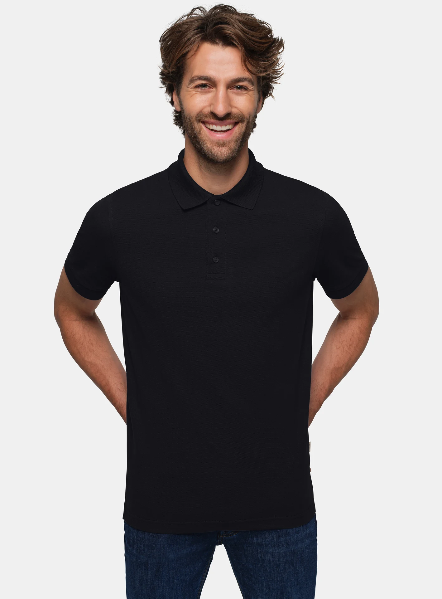 hakro-801-poloshirt-pima-baumwolle-schwarz-model-0 HAKRO Premium-Poloshirt 801 Pima-Cotton