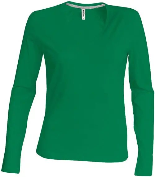 Kariban Damen V-Neck T-Shirt langarm