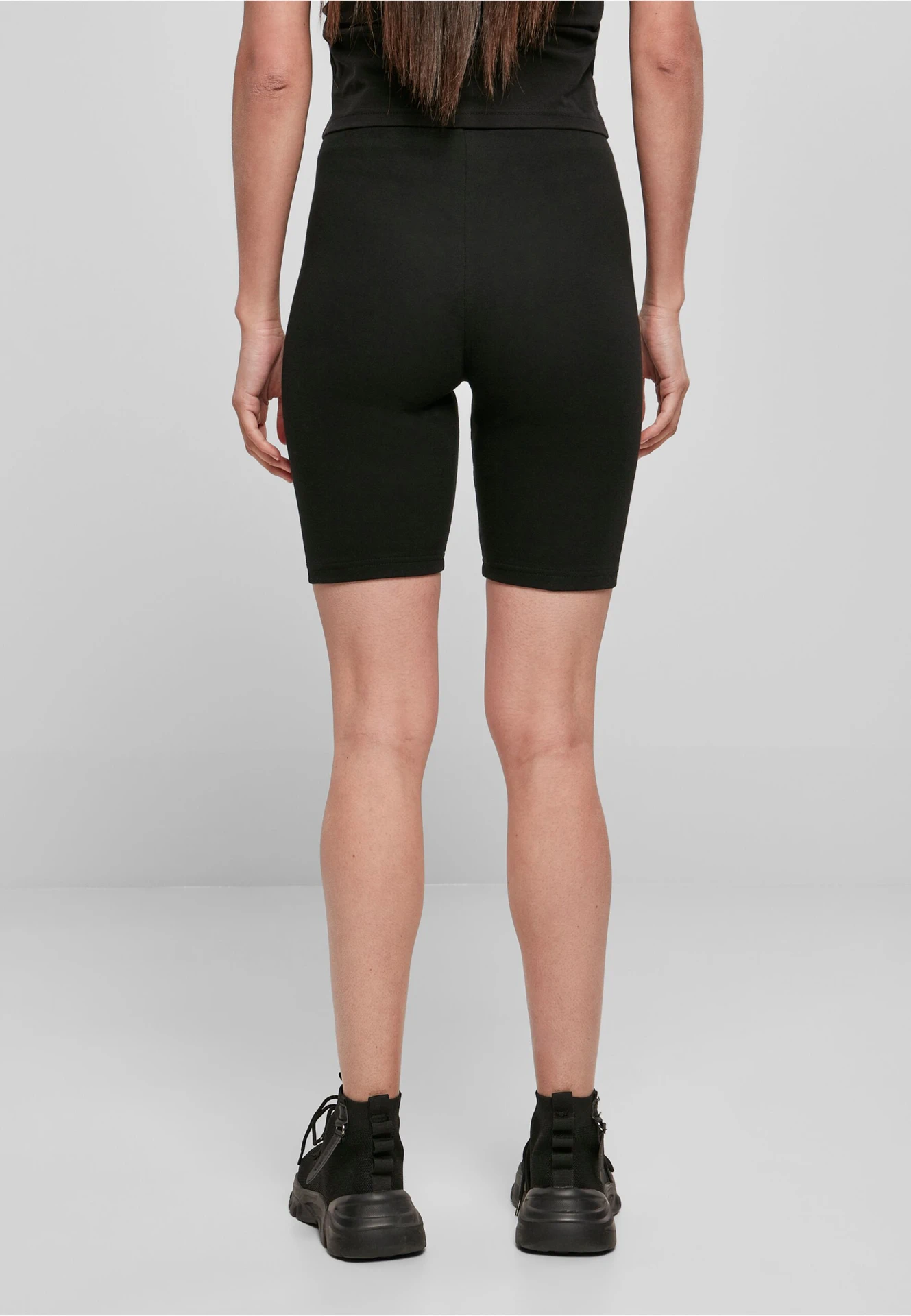 BYB-BY184-ladies-high-waist-cycle-shorts-black-model-2 Build Your Brand Ladies High Waist Cycle Shorts