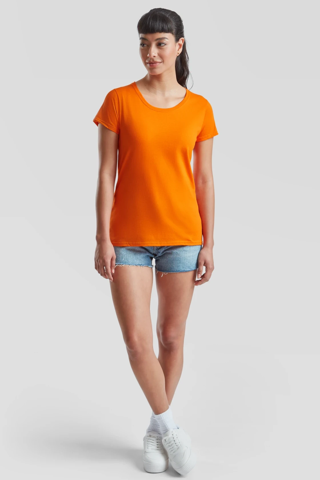 fruit-of-the-loom-61-372-0-ladies-valueweight-t-shirt-orange-model-3 F.O.L. Lady-Fit Valueweight T