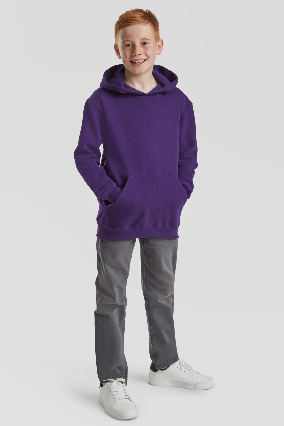 fruit-of-the-loom-62-043-0-kids-classic-hooded-sweatshirt-purple-model-3 F.O.L. Kids Classic Hooded Sweat