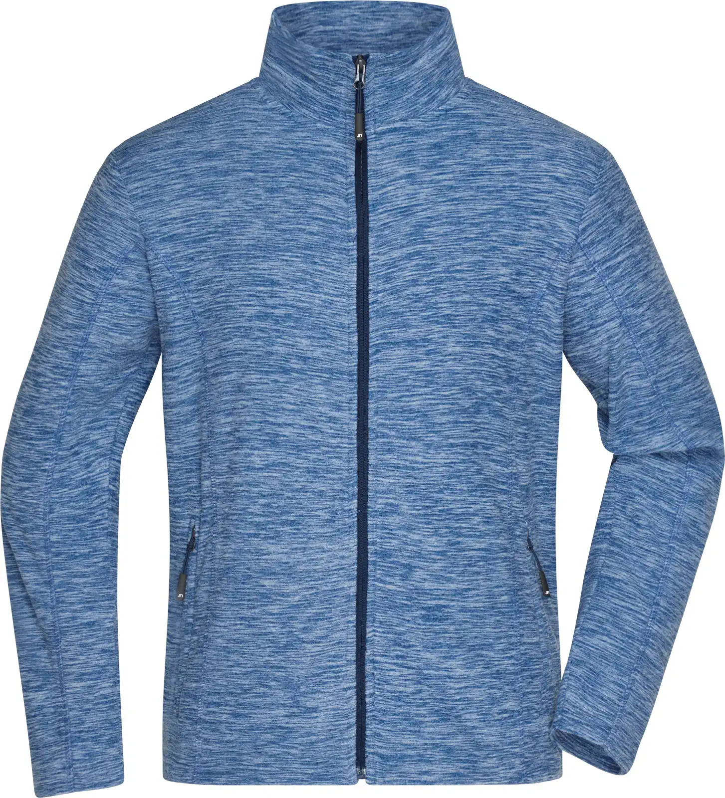 jn770-mens-fleece-jacket-bluemelange-navy-front-3 James & Nicholson Men's Fleece Jacket