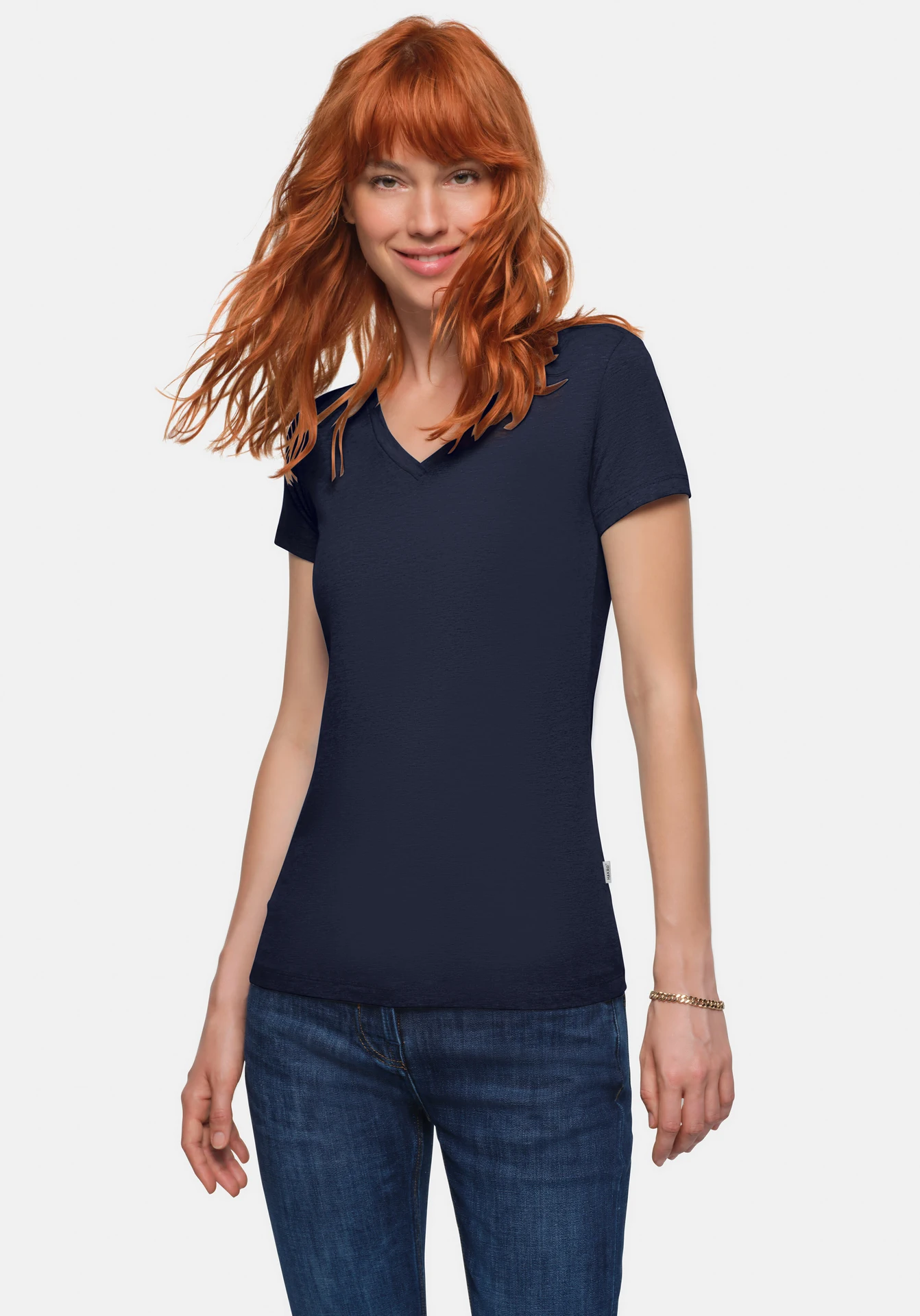 hakro-172-damen-v-shirt-stretch-tinte-model-0 HAKRO Damen-V-Shirt 172 Stretch