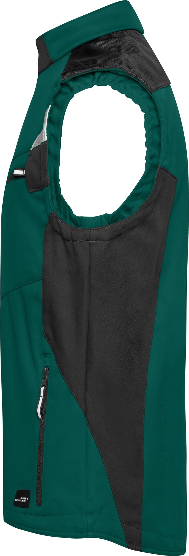 jn845-workwear-softshell-vest-darkgreen-black-left-4 James & Nicholson Workwear Softshell Vest -Strong-