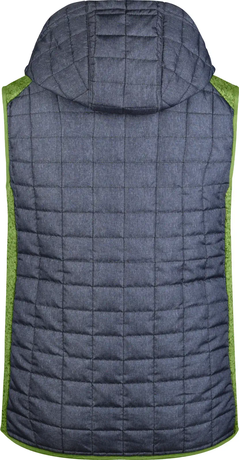 jn768-mens-knitted-hybrid-vest-kiwimelange-anthracitemelange-back-5 James & Nicholson Men's Knitted Hybrid Vest