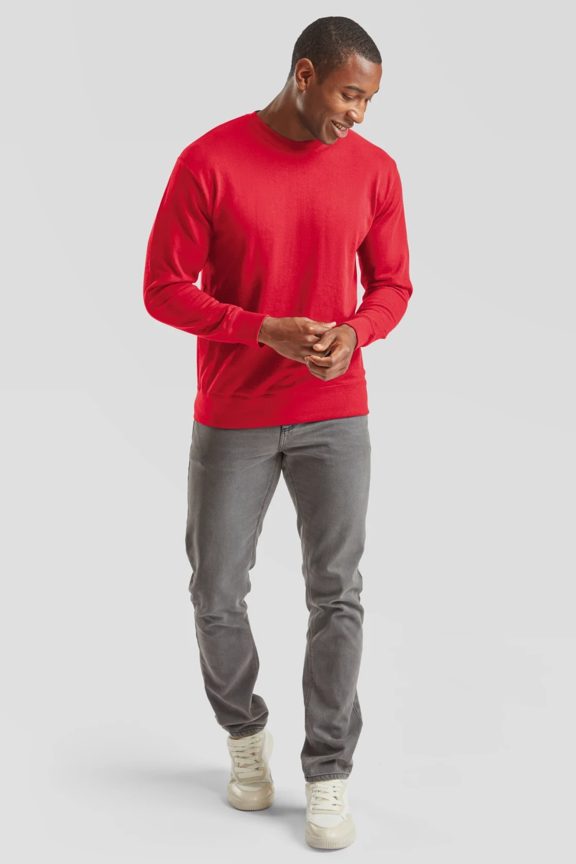 fruit-of-the-loom-62-156-0-lightweight-set-in-sweatshirt-red-model-3 F.O.L. Lightweight Set-In Sweat