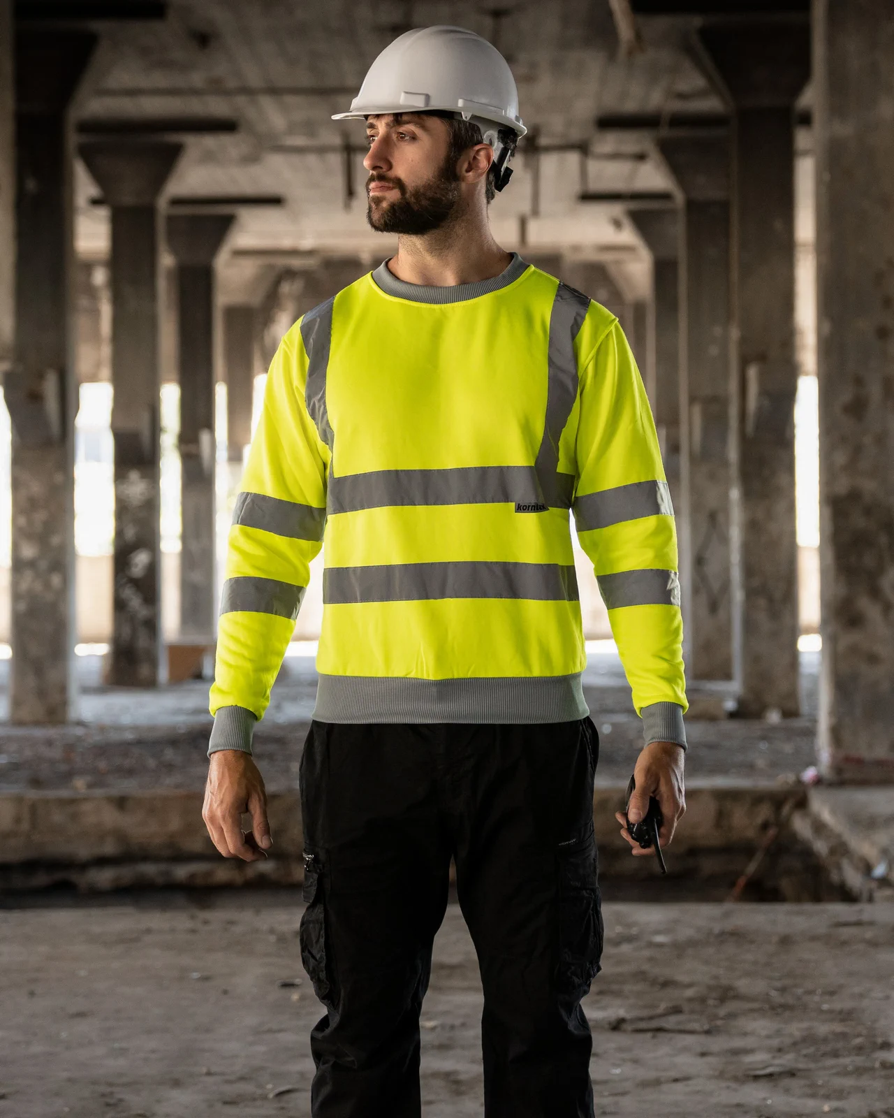 korntex-kxsw-hi-vis-workwear-sweatshirt-limerick-signalyellow-model-2 Korntex Hi-Vis Workwear Sweatshirt Limerick