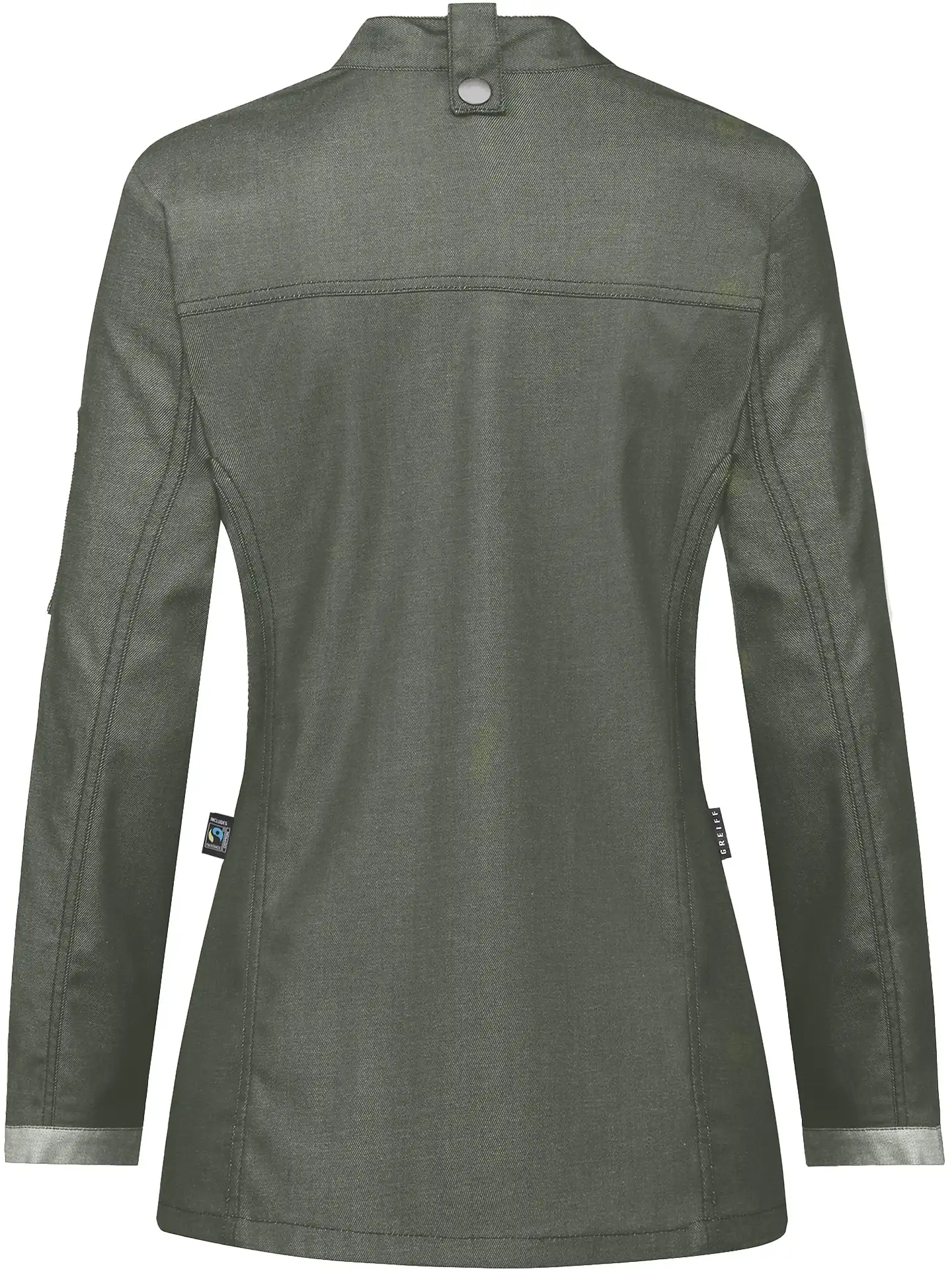 greiff-5415-damen-kochjacke-biker-rf_6910_denim-gruen-back-3 GREIFF Damen Kochjacke im Bikerstyle Regular Fit